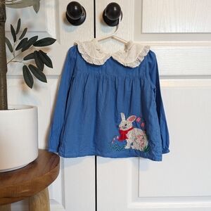 Mini Boden bunny Easter collared blouse
